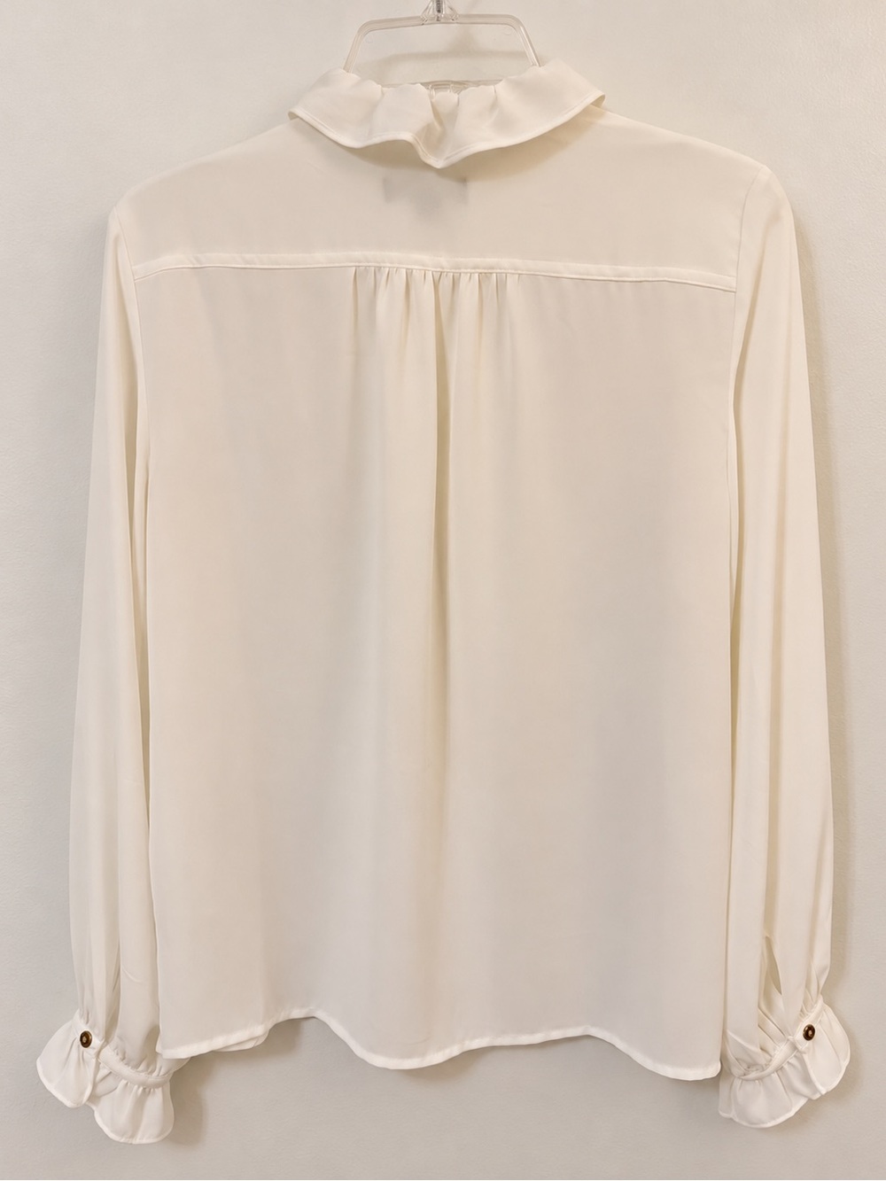 J. Crew Cream Ruffle Front Blouse Size 2 - Picture 2 of 14